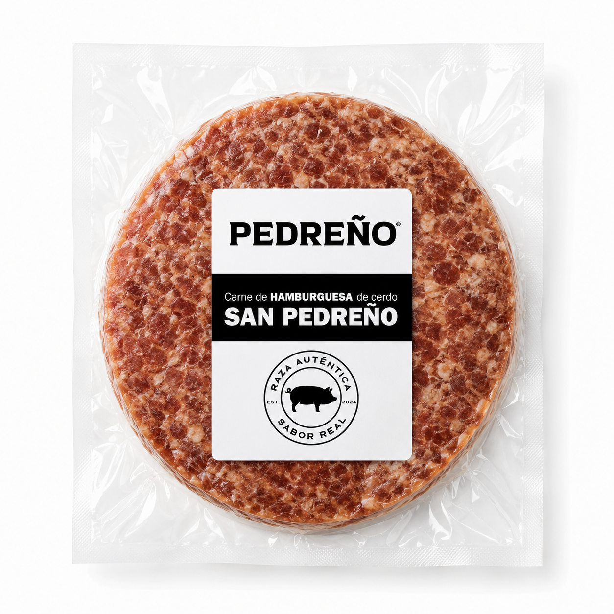CARNE DE HAMBURGUESA DE CERDO SAN PEDREÑO CONDIMENTADA 150g X 4 UND
